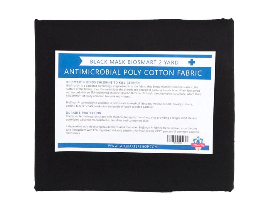 Black BioSmart 2 yard Antimicrobial Poly Cotton Fabric by Milliken