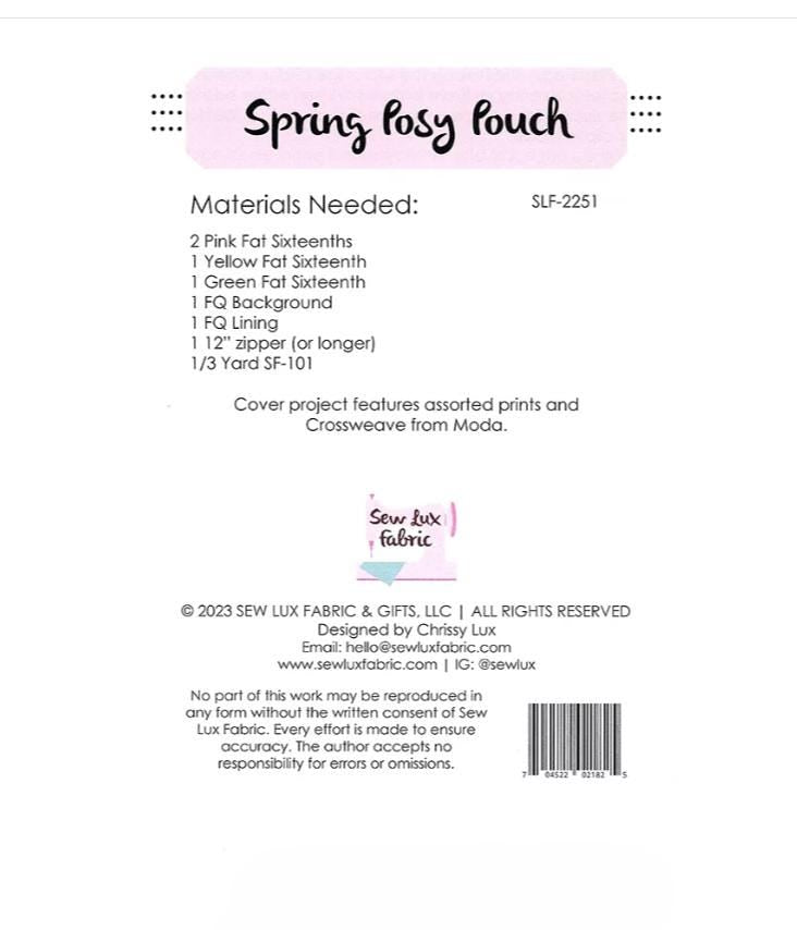 Spring Posy Pouch Sewing Pattern  - Sew Lux Fabric