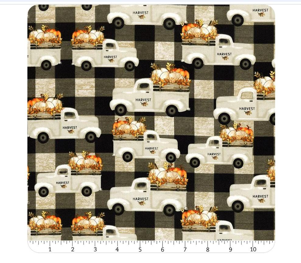 Happy Fall Multi Truck Fabric - Beth Albert -  3 Wishes Fabric