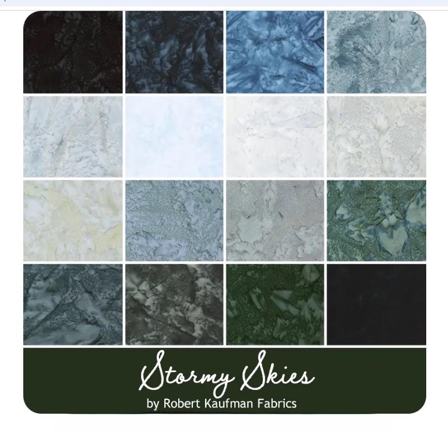 Stormy Skies Prisma Dyes Batiks Charm Pack - Robert Kaufman Fabrics