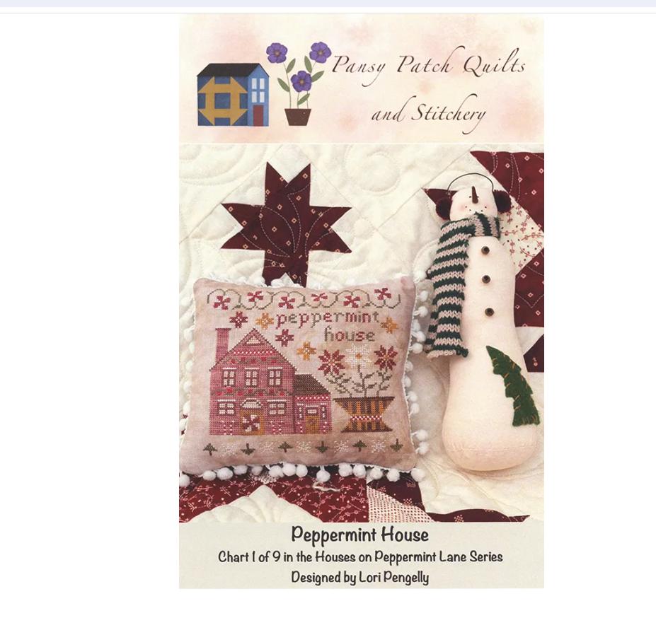 Peppermint House, Houses on Peppermint Lane - Cross Stitch Pattern - Pansy Patch Quilts and Stitchery