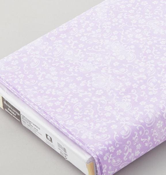White Scroll on Lilac Yardage – Robert Kaufman Fabrics