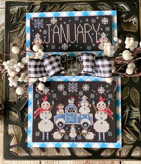 January Truckin Along Cross Stitch Pattern - Stitching with the Housewives -  Year of Vintage Trucks