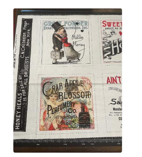 Vintage Valentine Ads Fabric Panel - Riley Blake Designs