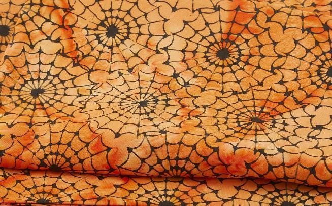 M2 Spiders on Orange Batik 2 yard fabric cut - Island Batiks
