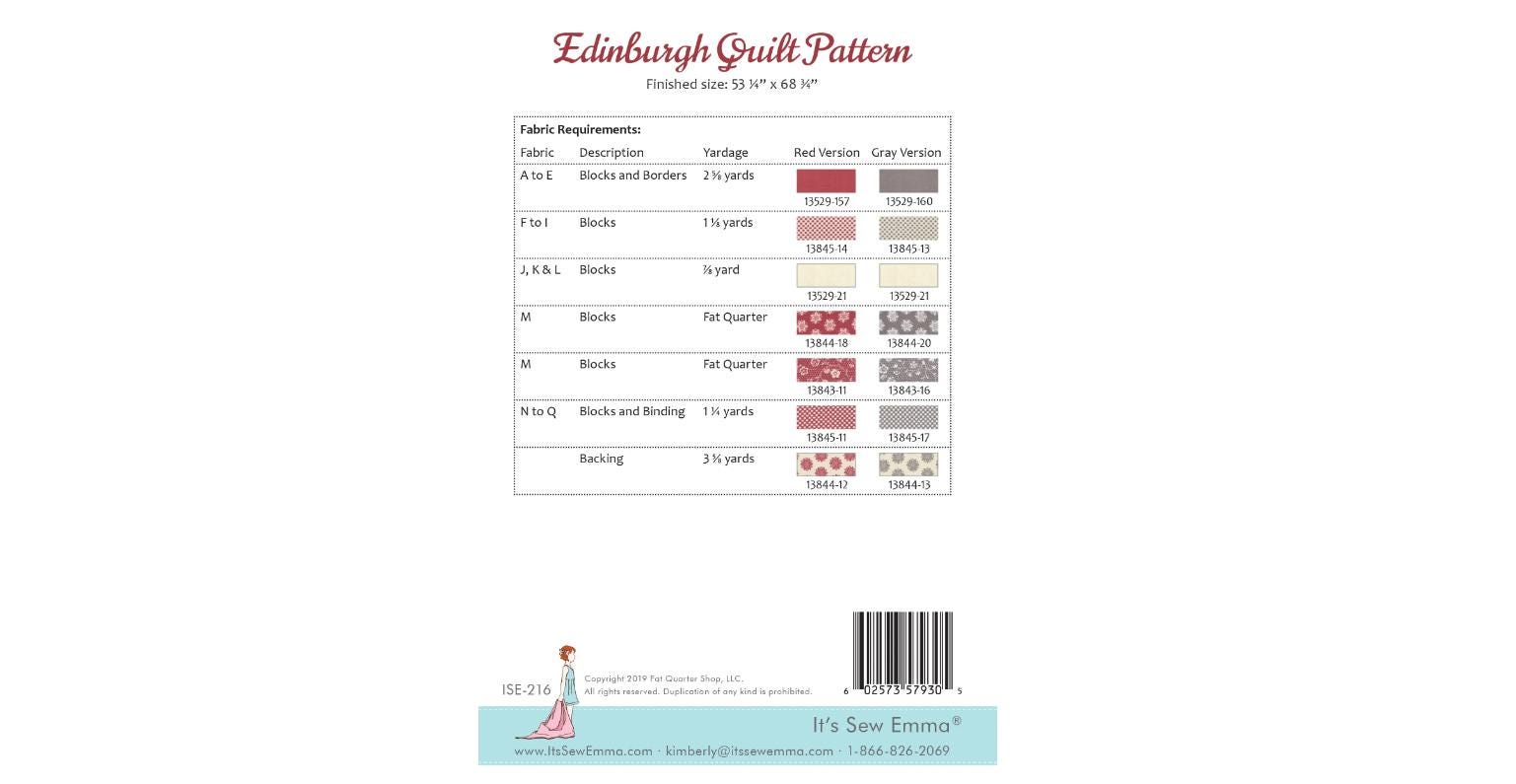Edinburgh Quilt Pattern - It's Sew Emma
