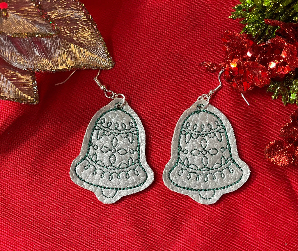 Christmas Faux Leather Embroidered Earrings - 6 different designs