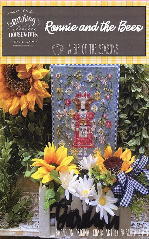 Ronnie and the Bees Cross Stitch Pattern - Stitching with the Housewives A Sip of the Seasons