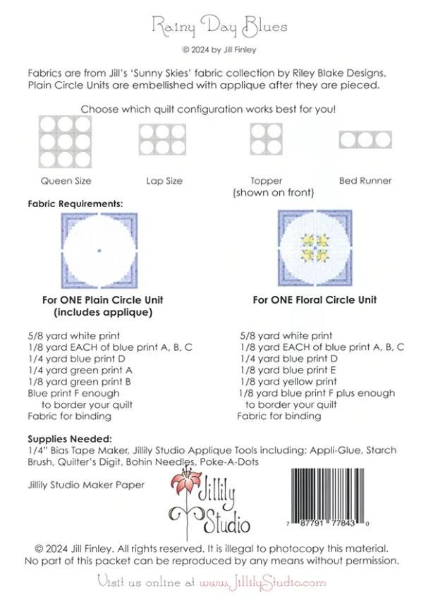 Rainy Days Blues Quilt Pattern - Jillily Studio