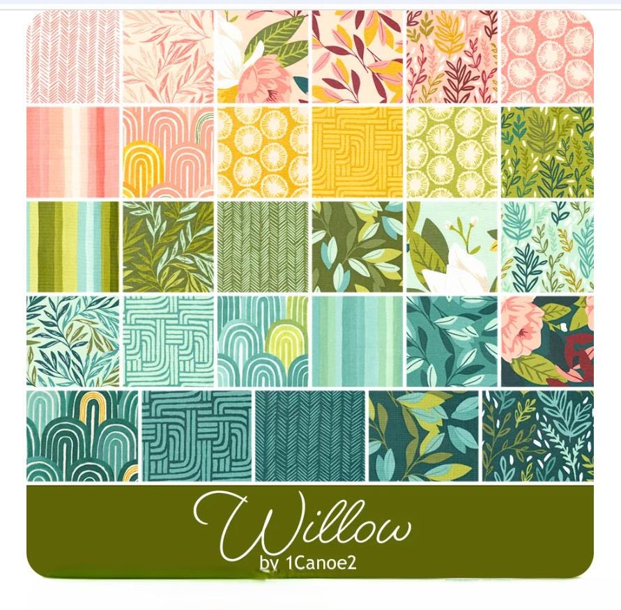 Willow Charm Pack — 42 Squares — One Canoe Two for Moda Fabrics