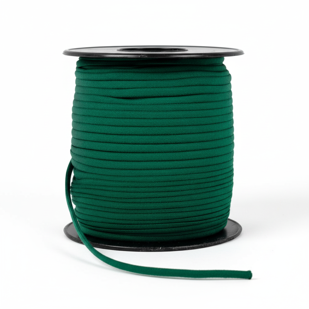 Spool of dark green stretch elastic