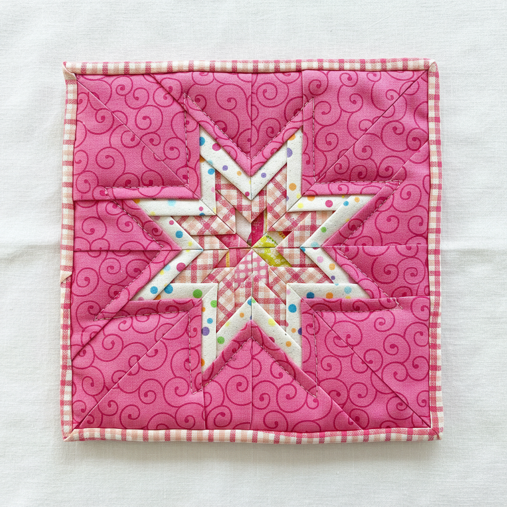 Hot Pink Folded Star Hot Pad Trivet handmade by Jo — clean white background product photo