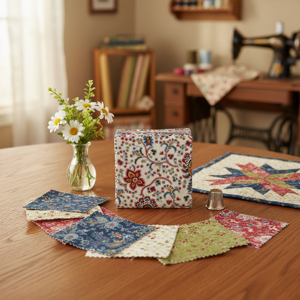 Union Square Charm Pack lifestyle photo — cozy quilting room setting
