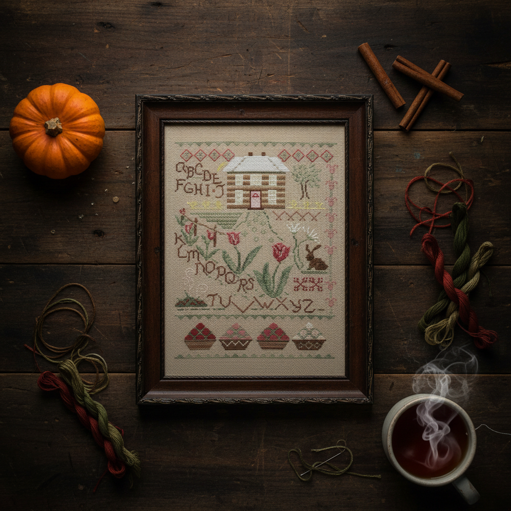 Tulip Cottage Cross Stitch Pattern - October House Fiber Arts
